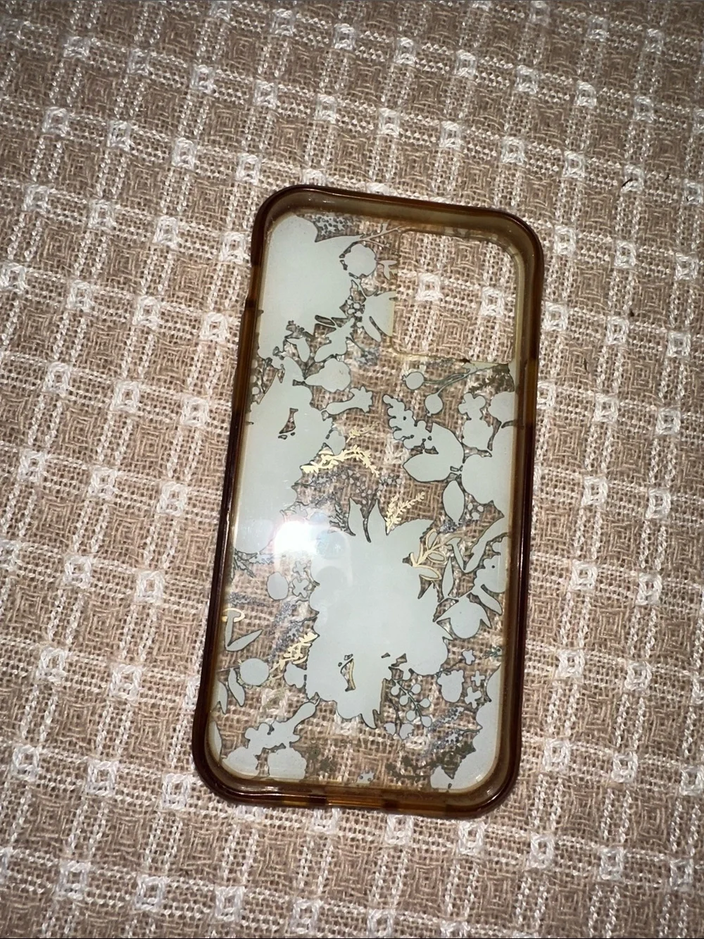 Blue Floral Clear Phone Case with Gold Accents - Stylish Protection
